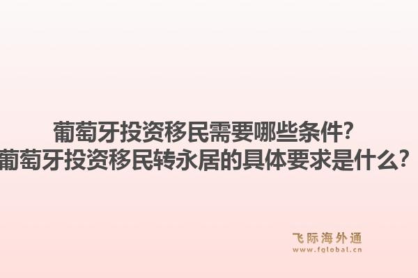 葡萄牙投资移民需要哪些条件？葡萄牙投资移民转永居的具体要求是什么？1.jpg
