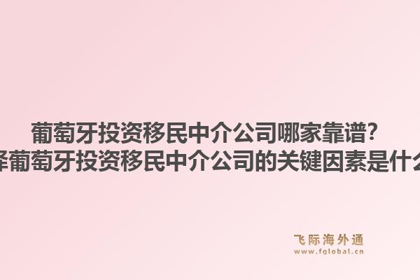 葡萄牙投资移民中介公司哪家靠谱？选择葡萄牙投资移民中介公司的关键因素是什么？1.jpg