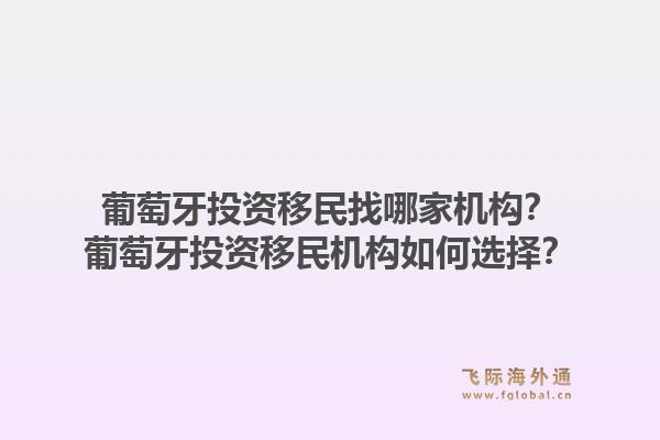 葡萄牙投资移民找哪家机构？葡萄牙投资移民机构如何选择？