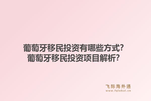 葡萄牙移民投资有哪些方式？葡萄牙移民投资项目解析？