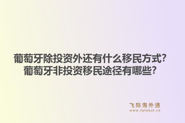 葡萄牙除投资外还有什么移民方式？葡萄牙非投资移民途径有哪些？1.jpg