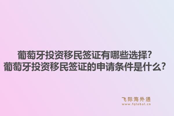 葡萄牙投资移民签证有哪些选择？葡萄牙投资移民签证的申请条件是什么？1.jpg