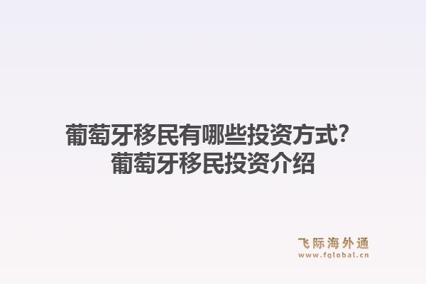 葡萄牙移民有哪些投资方式？葡萄牙移民投资介绍1.jpg