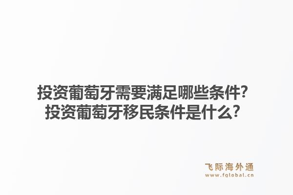 投资葡萄牙需要满足哪些条件？投资葡萄牙移民条件是什么？1.jpg